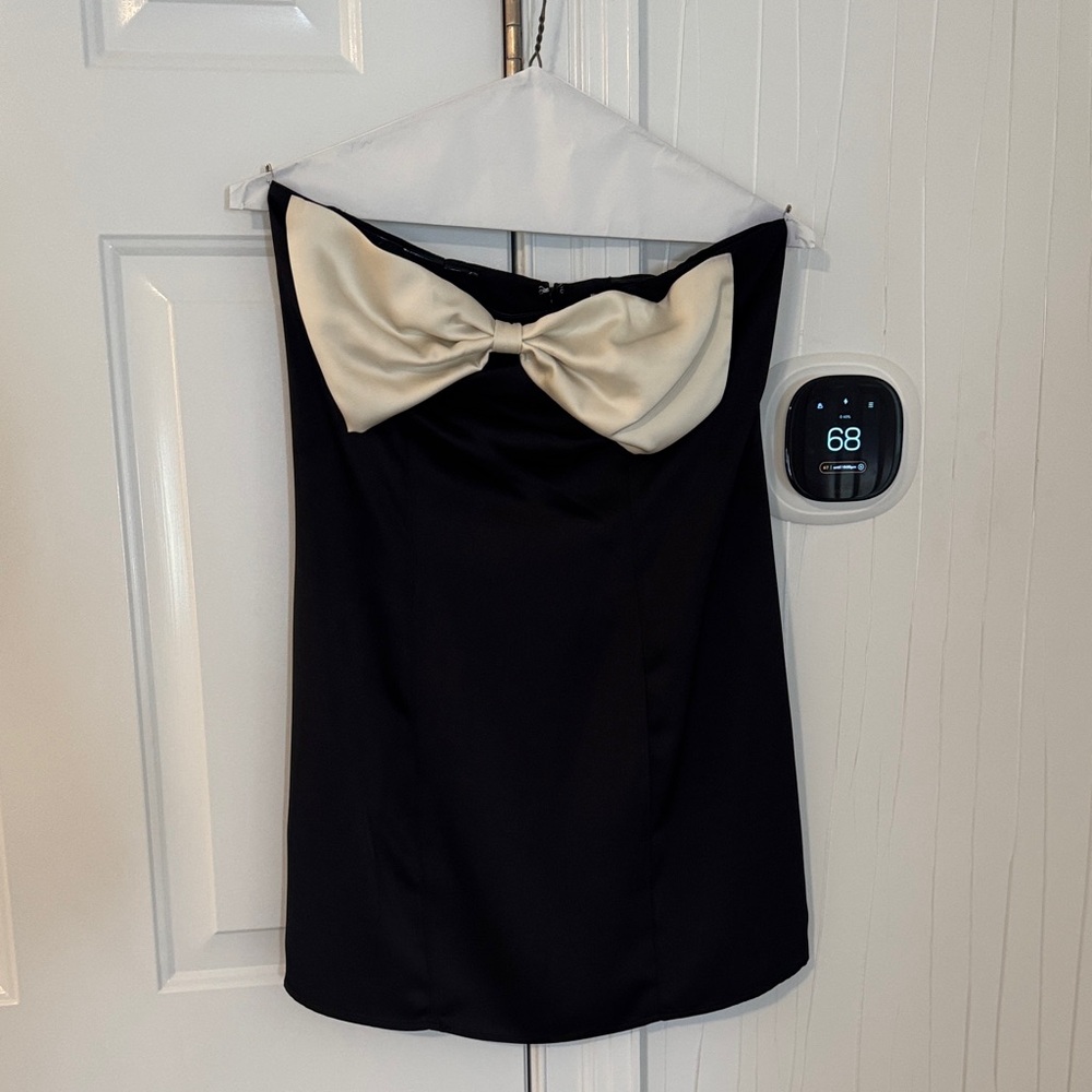 Princess Polly Black Strapless Dress with Ivory Bow